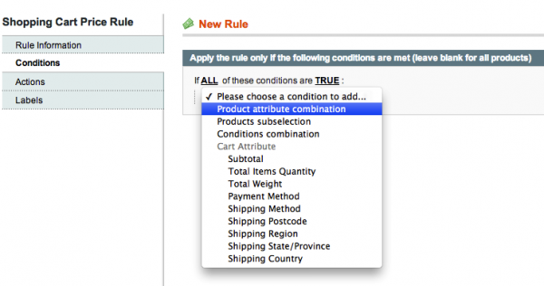 Magento Shopping Cart Price Rule
