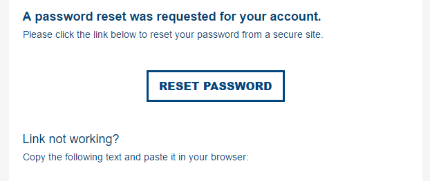 password reset email CTA