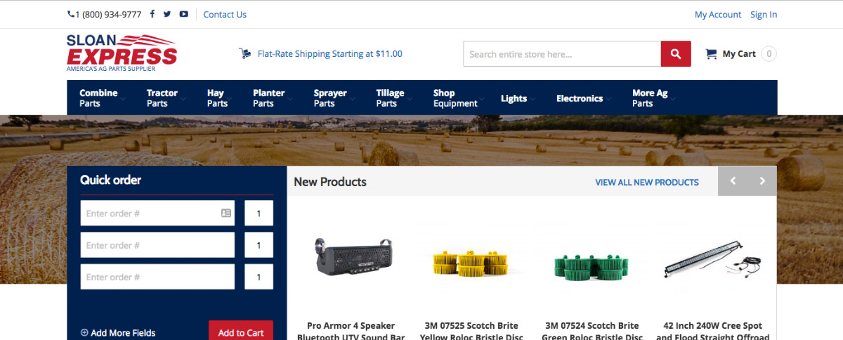 New redesigned home page of the Sloan Express online store