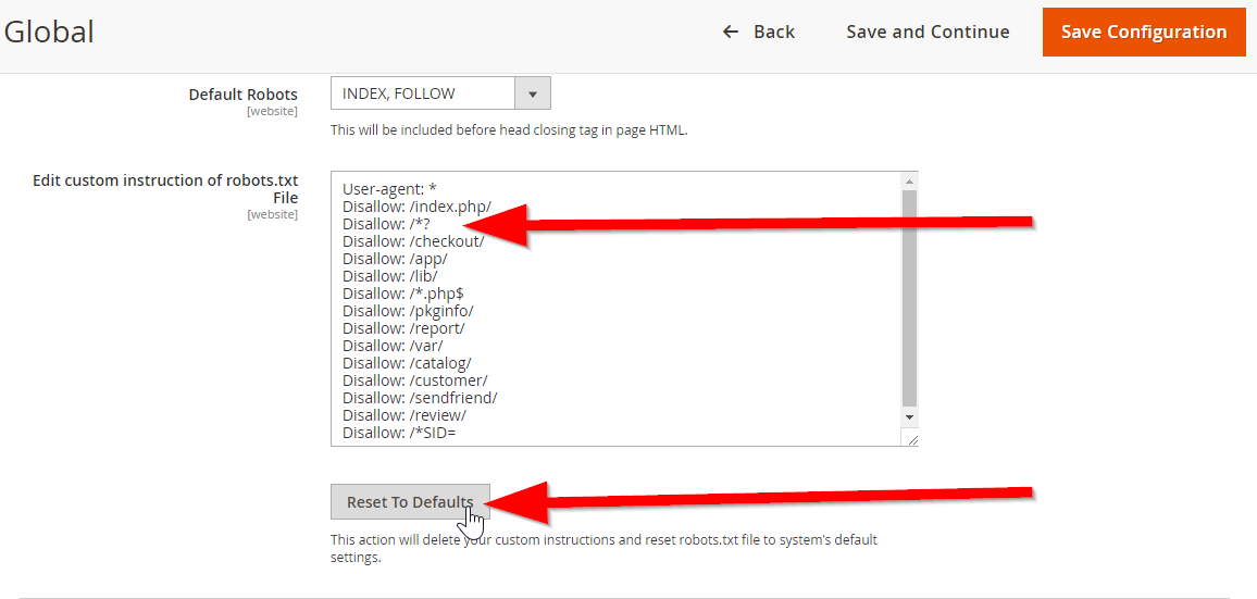 Magento 2's default boilerplate for robots.txt file