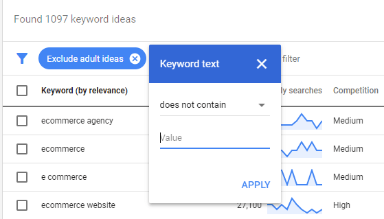 keyword planner filters v2