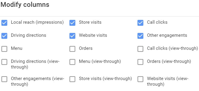 modify columns per store visits report