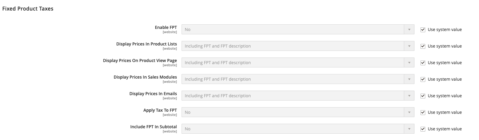 Fixed Product Taxes Configuration in Magento 2 administration