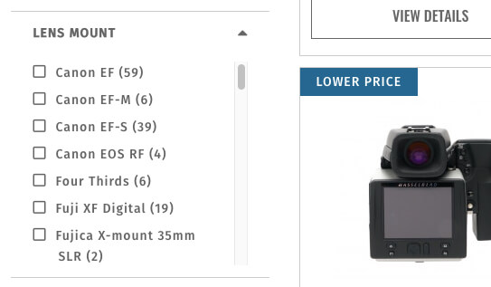 Keh camera filtering options