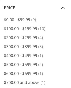 Magento price ranges