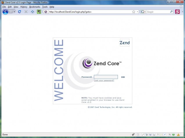 zend core admin login