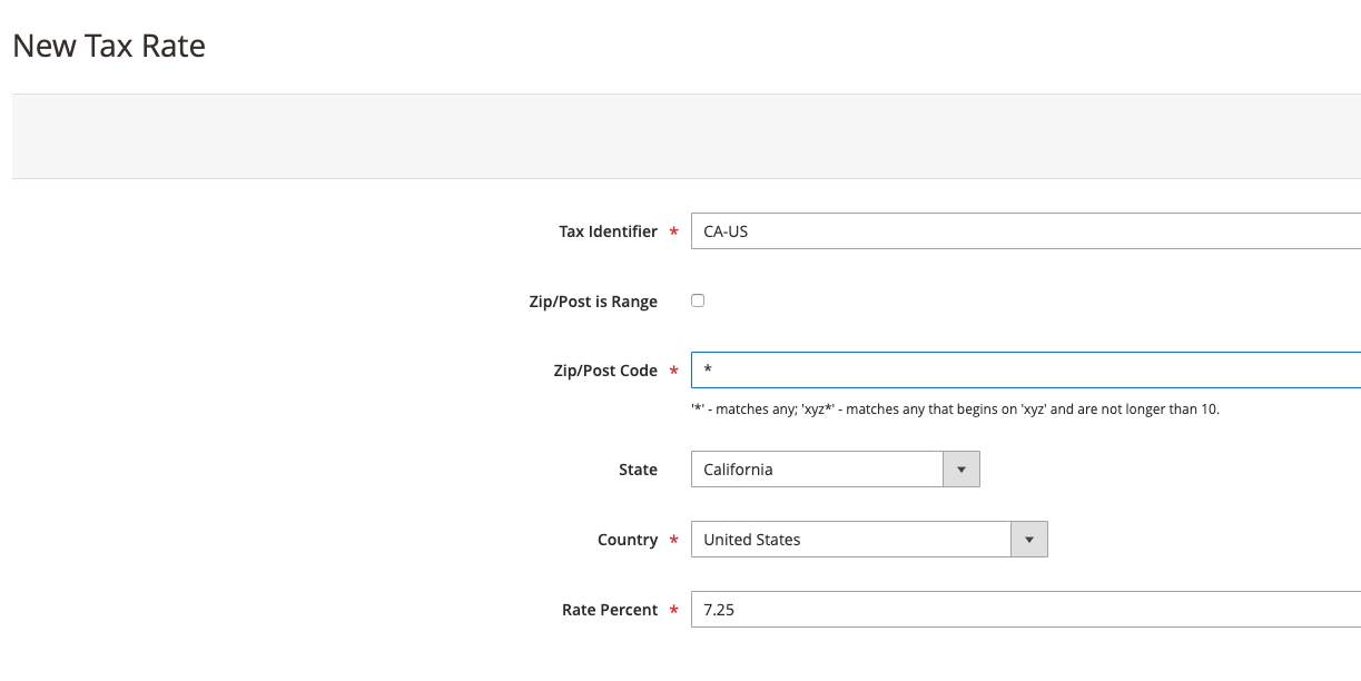 Tax Rate Setup in Mgaento 2 for California United States