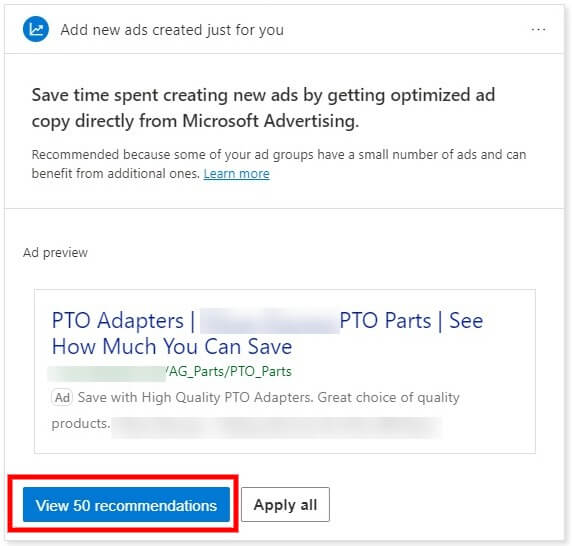 auto generated ads microsoft