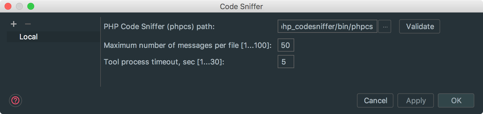 Code Sniffer Installation Path