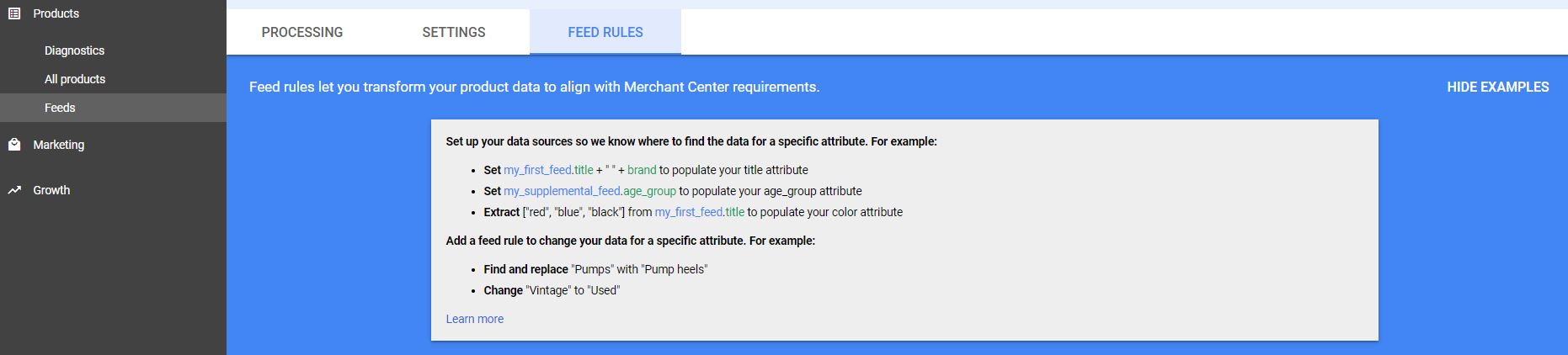 Merchant Center Feed Rules