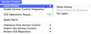 PhpStorm Version control menu