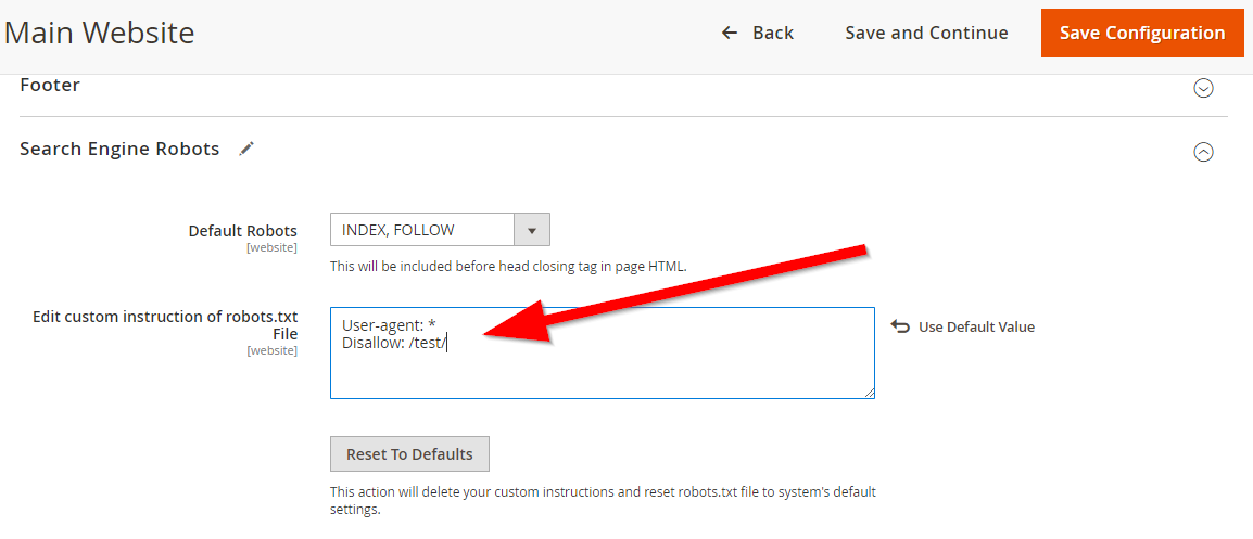 Editing robots.txt for a website scope