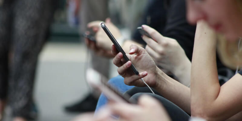 Mobile phone in bus